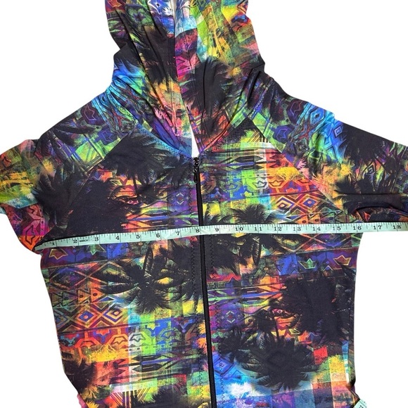 Margarita Supplex Activewear rainbow palm yoga Zip Hoodie Jacket Size 1 small - Picture 8 of 8